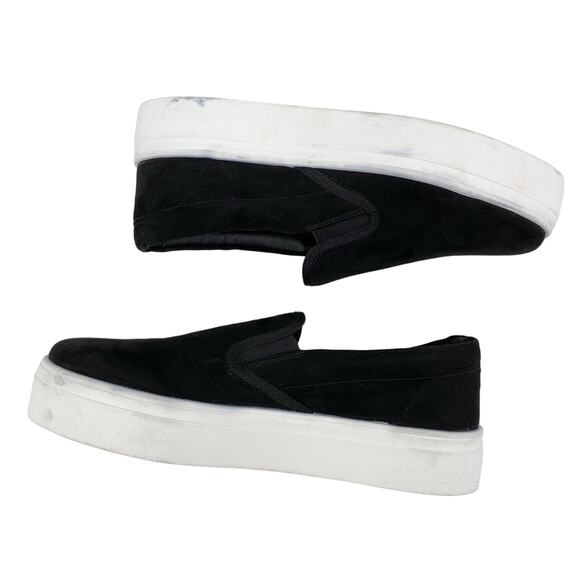 Topshop Black Suede Platform Sneakers Size 38 Slip On Made In Italy - Picture 2 of 6